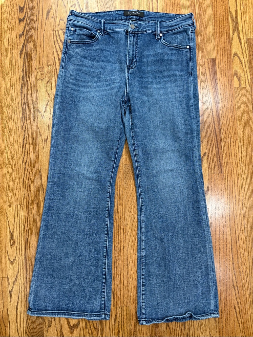 Liverpool Mid-Rise Slight Flare Blue Denim Jeans (16/33) - Picture 1 of 10